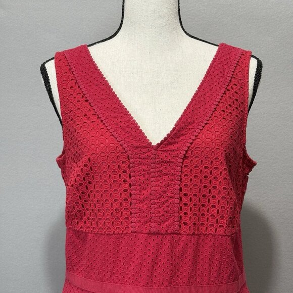 Ann Taylor Midi Dress Womens 10 Cotton Eyelet Lace Crochet Cottagecore Boho Sun - Picture 5 of 9